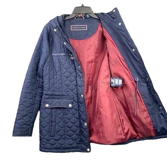 Tommy Hilfiger Women's Quilted Zip Front Puffer Jacket w/Hood-Navy Blue, Sz M - Picture 3 of 10